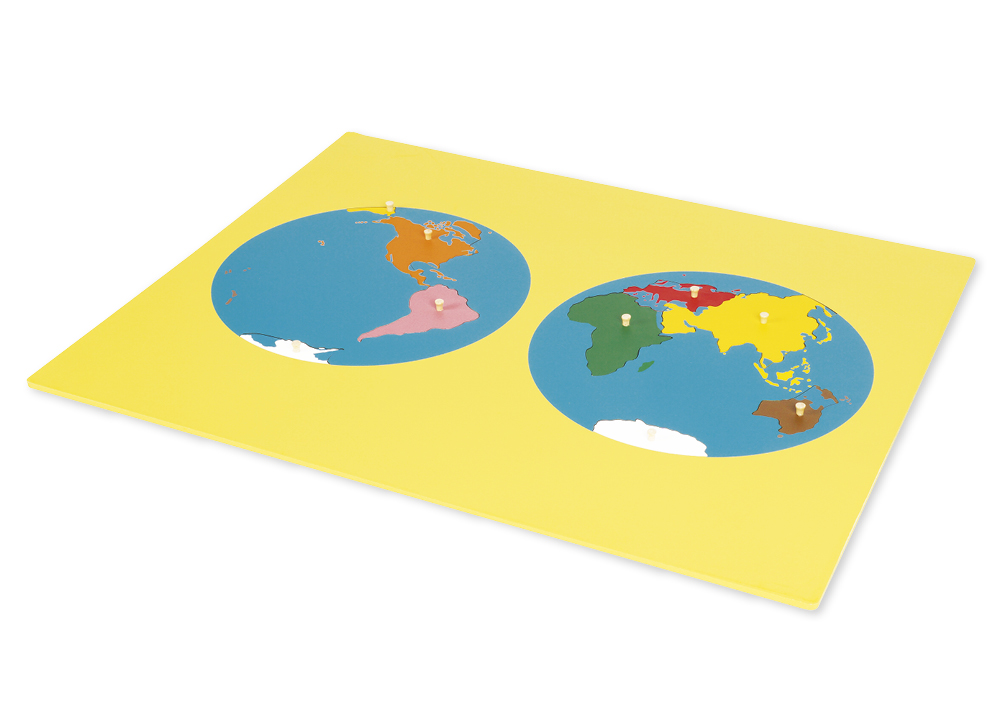 Montessori Puzzlekarte Erdteile, ca. 57 x 45 cm