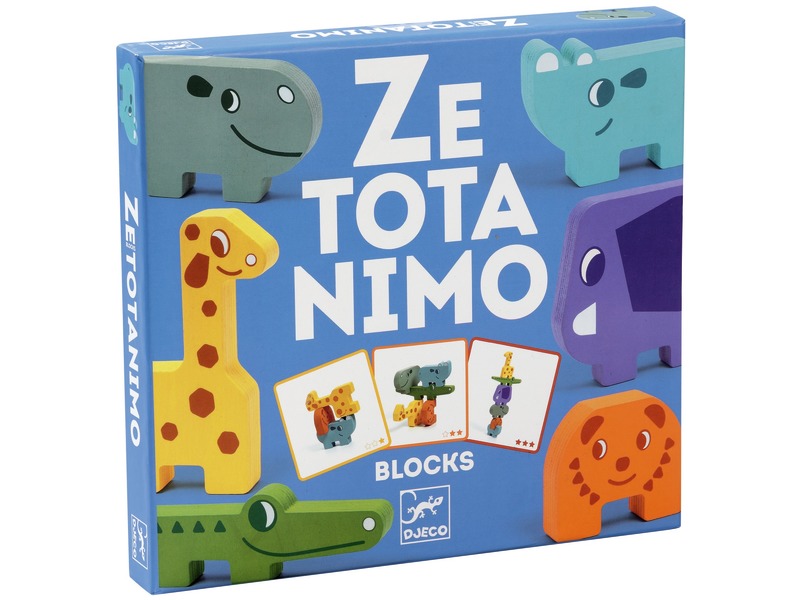 Balancespiel Ze Totanimo, Stapelspiel mit 6 Holztieren, ab 3 Jahren