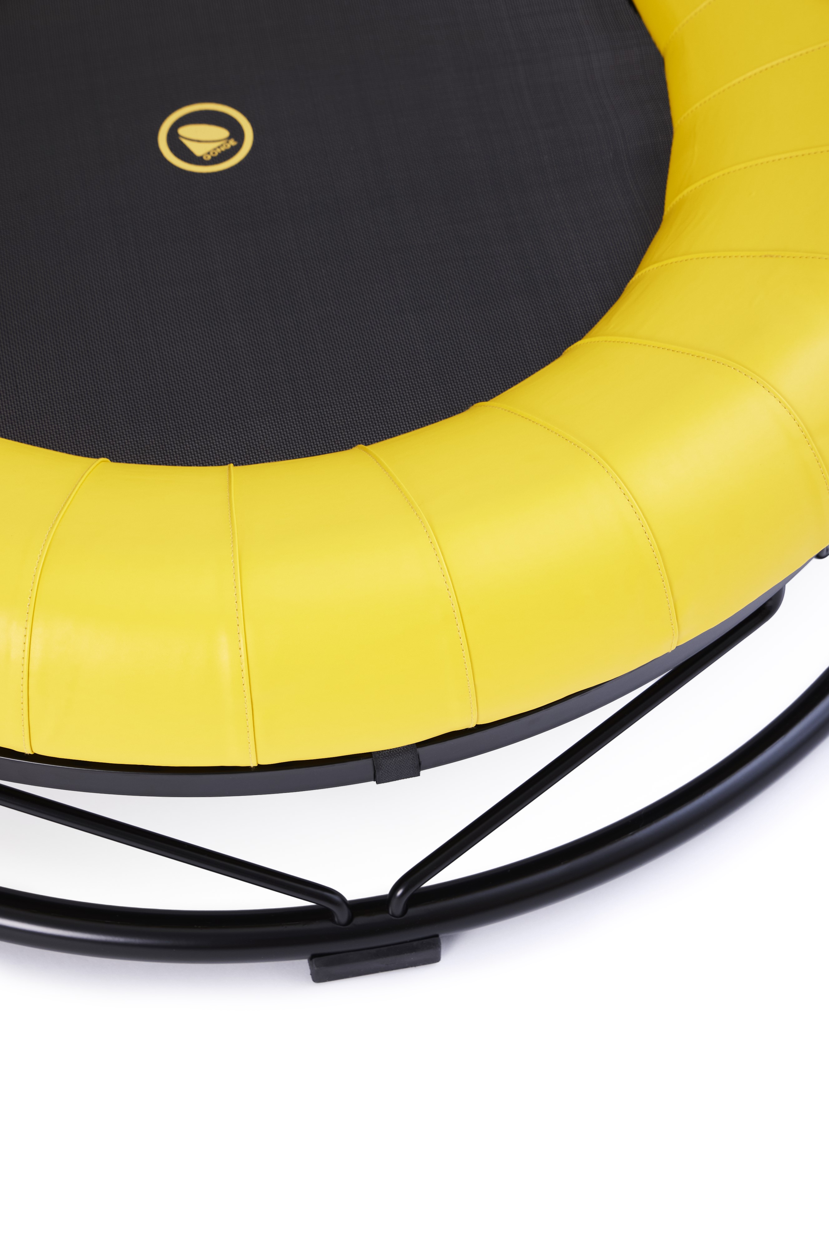 Kleines Trampolin, Gonge, mit Haltegriff und Schutzkissen, gelb, Indoor, 3-5 Jahre