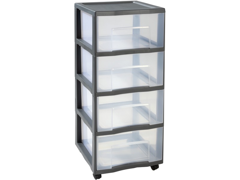 Schubladencontainer mit 4 Schubladen und Rollen, Höhe 79 cm