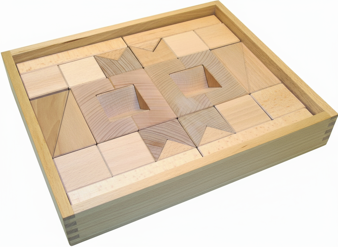 Set GEO-Kasten klein: Inhalt 36 Teile, Buche natur