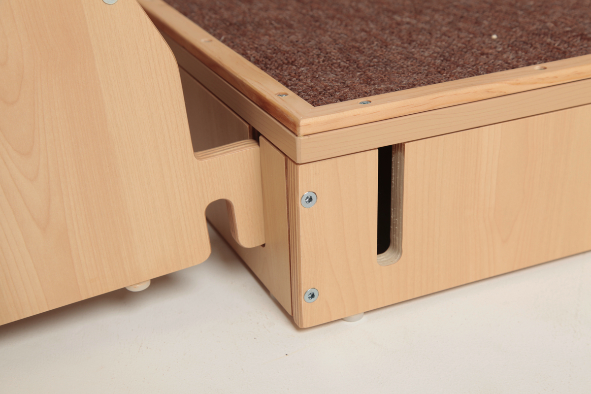 Krippen-Bewegungslandschaft, 5-teilig, mit Spiegel, Tunnel und Kletterwand, aus Holz, Ahorn