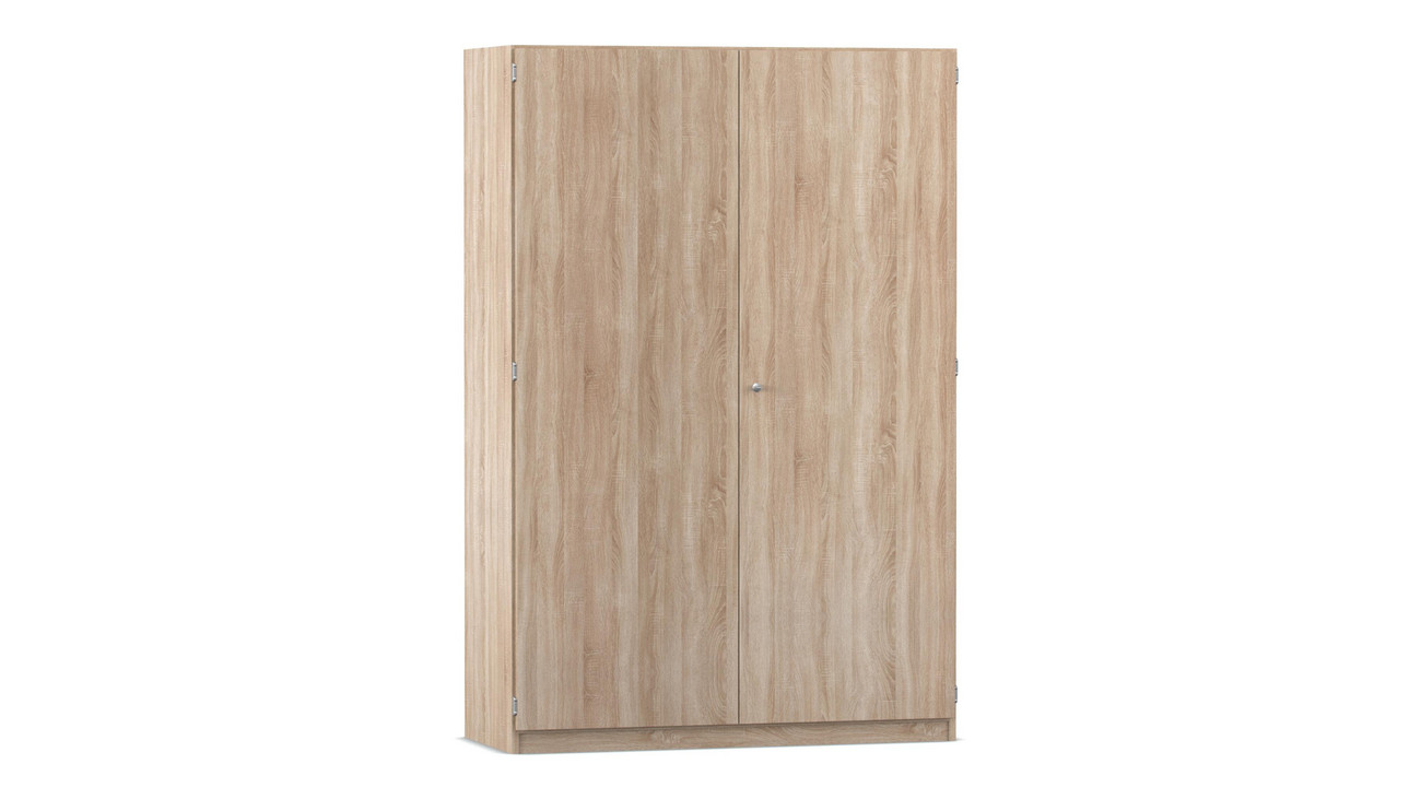 Flexeo® Garderobenschrank mit einer Garderobe und 6 Fächern, Eiche natur, 60 cm Tiefe, Dreholive