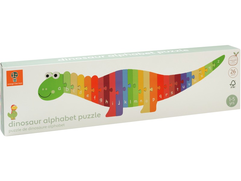 Alphabet-Puzzle Dinosaurier aus Holz, Buchstaben lernen, ab 1 Jahr