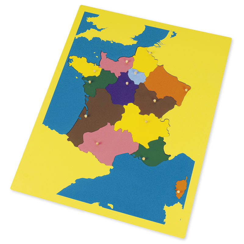 Montessori Puzzlekarte Frankreich, 13 Regionen