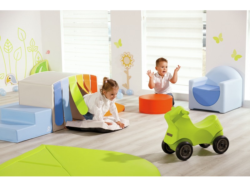 Krabbelbrücke Babimodule mit Vorhang aus Schaumstoff, ab 1 Jahr, elfenbein