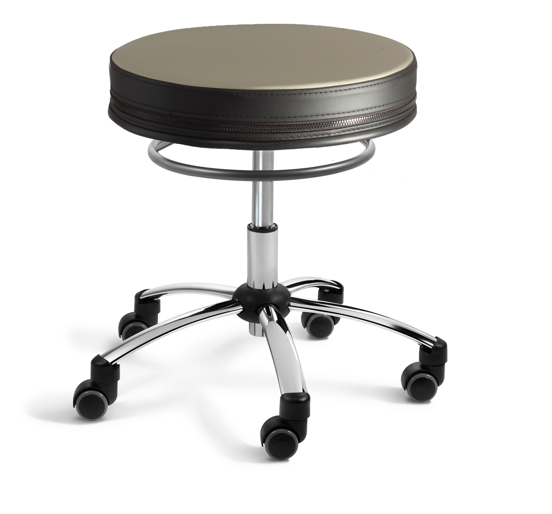Sanus®-Hocker, 36-43 cm, Kunstleder beige/schwarz, mit Feststeller