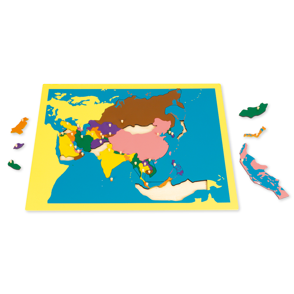 Montessori Puzzlekarte Asien, ca. 57 x 45 cm