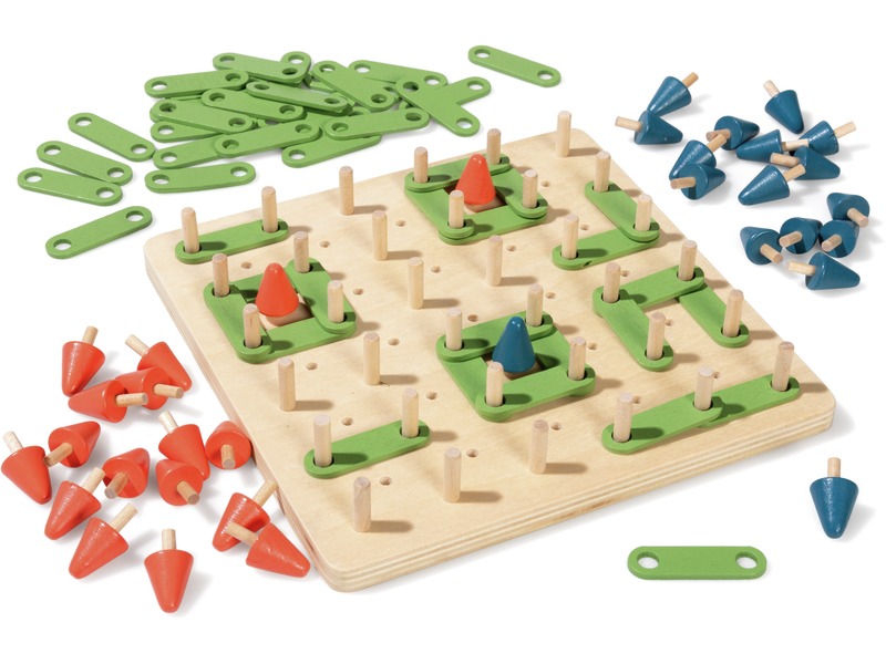 Strategiespiel Dots and Boxes aus Holz, Felder bilden, ab 6 Jahren