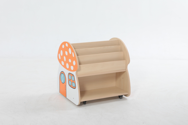 Kinder-Bücherwagen, Pilz, mit Rollen, 60x58x61 cm