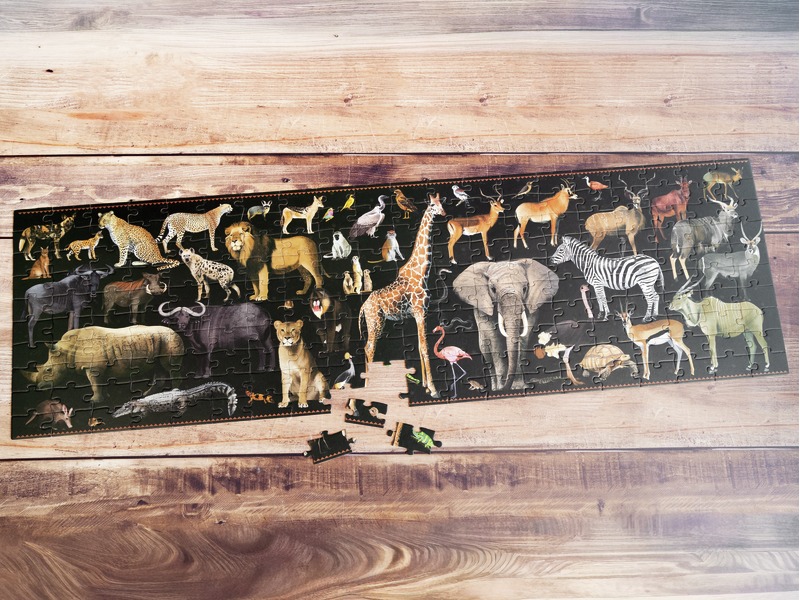 Puzzle Bedrohte Tiere Savanne zum Thema Artenschutz, ab 6 Jahren
