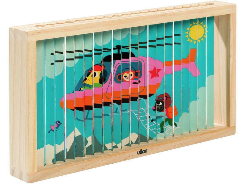 Drehpuzzle Fahrzeuge aus Holz mit 20 Stäbchen, 4 Motive, ab 5 Jahren