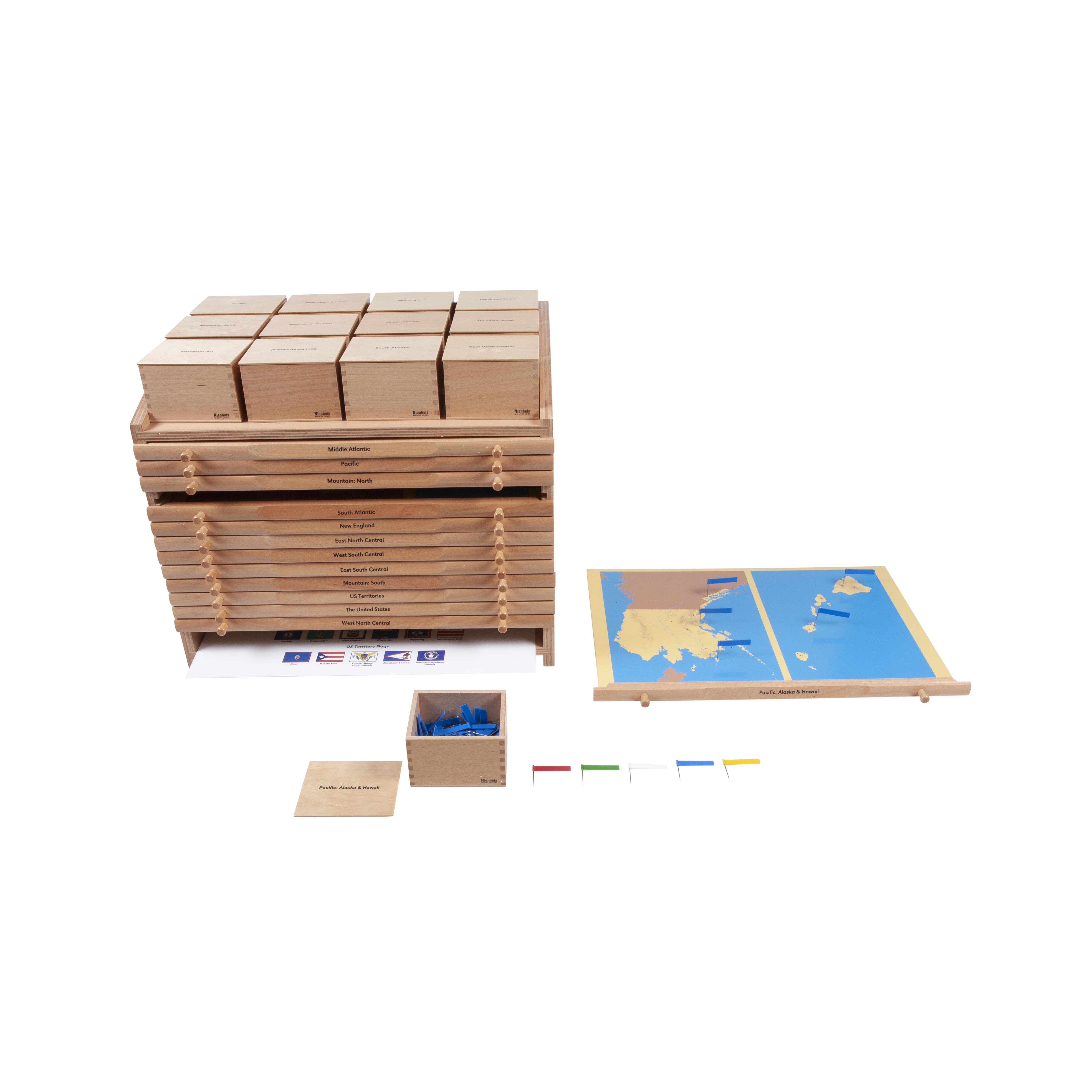 Kommode USA (englisch) - Montessori Geographie