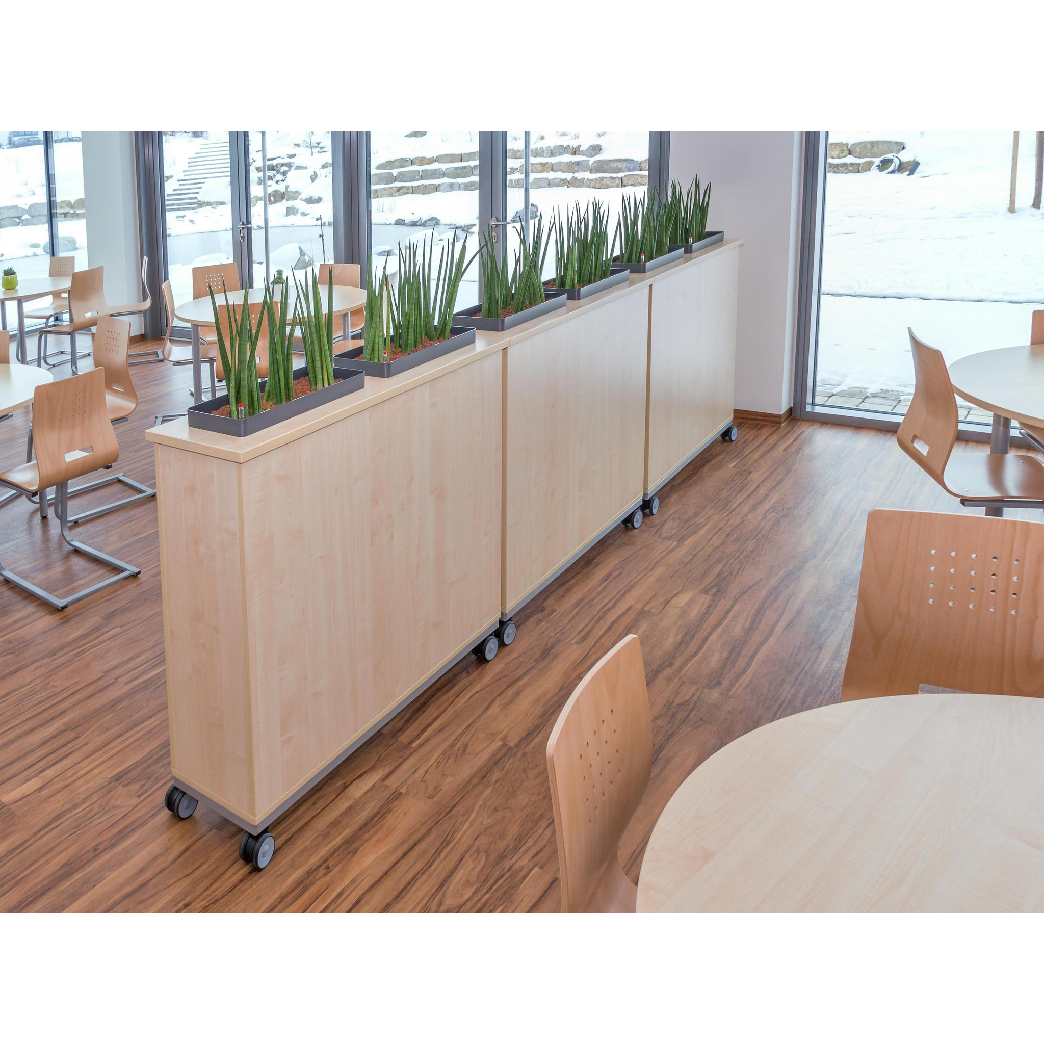 Flexeo® Raumteiler Blumenwagen, Ahorn honig, HxBxT: 106,5 x 120 x 33 cm
