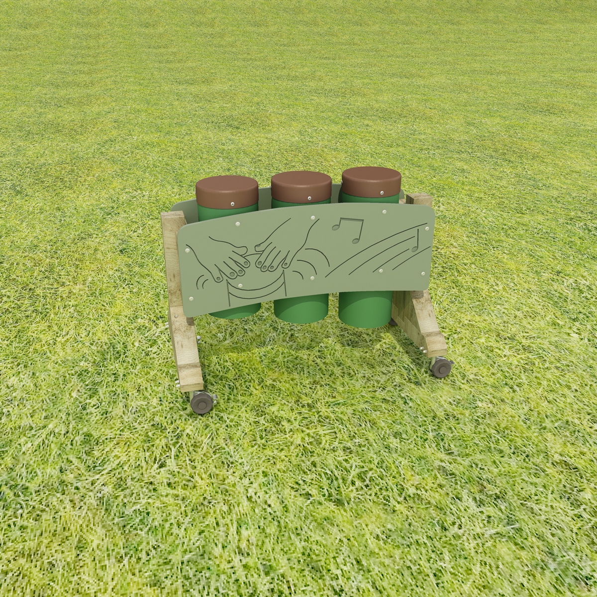 Mobile Conga Trommeln 3er Set auf Ständer, wetterfest, 125 x 50 x 62,5 cm