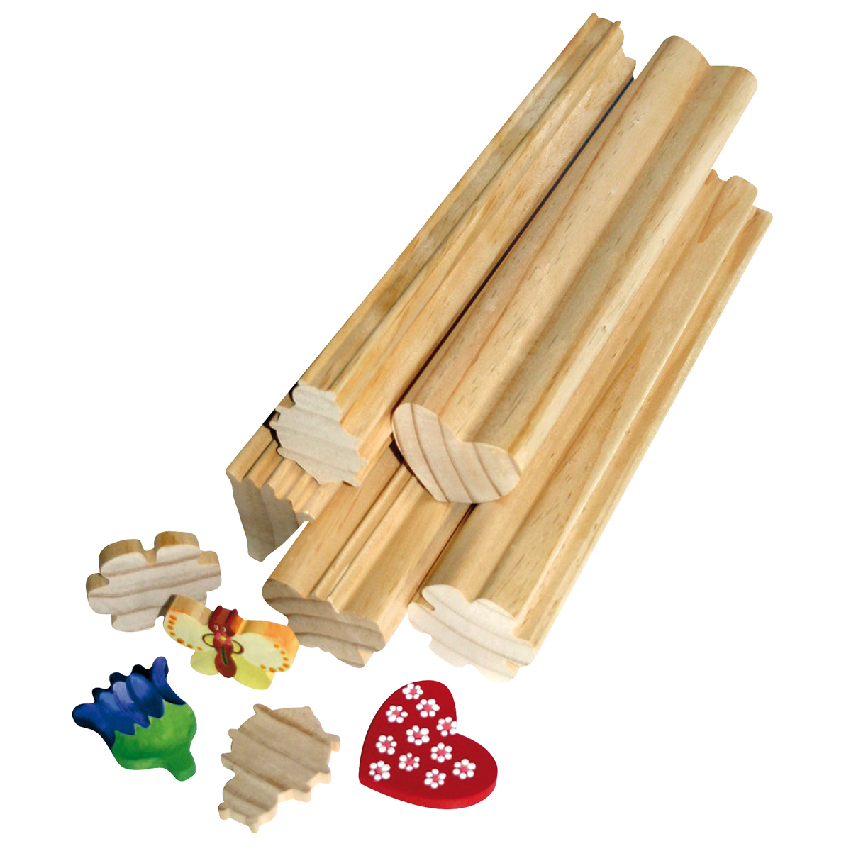 Profilholz Muttertag 5er Set, 5 Stangen 5 x 30 cm, Figuren zum Basteln