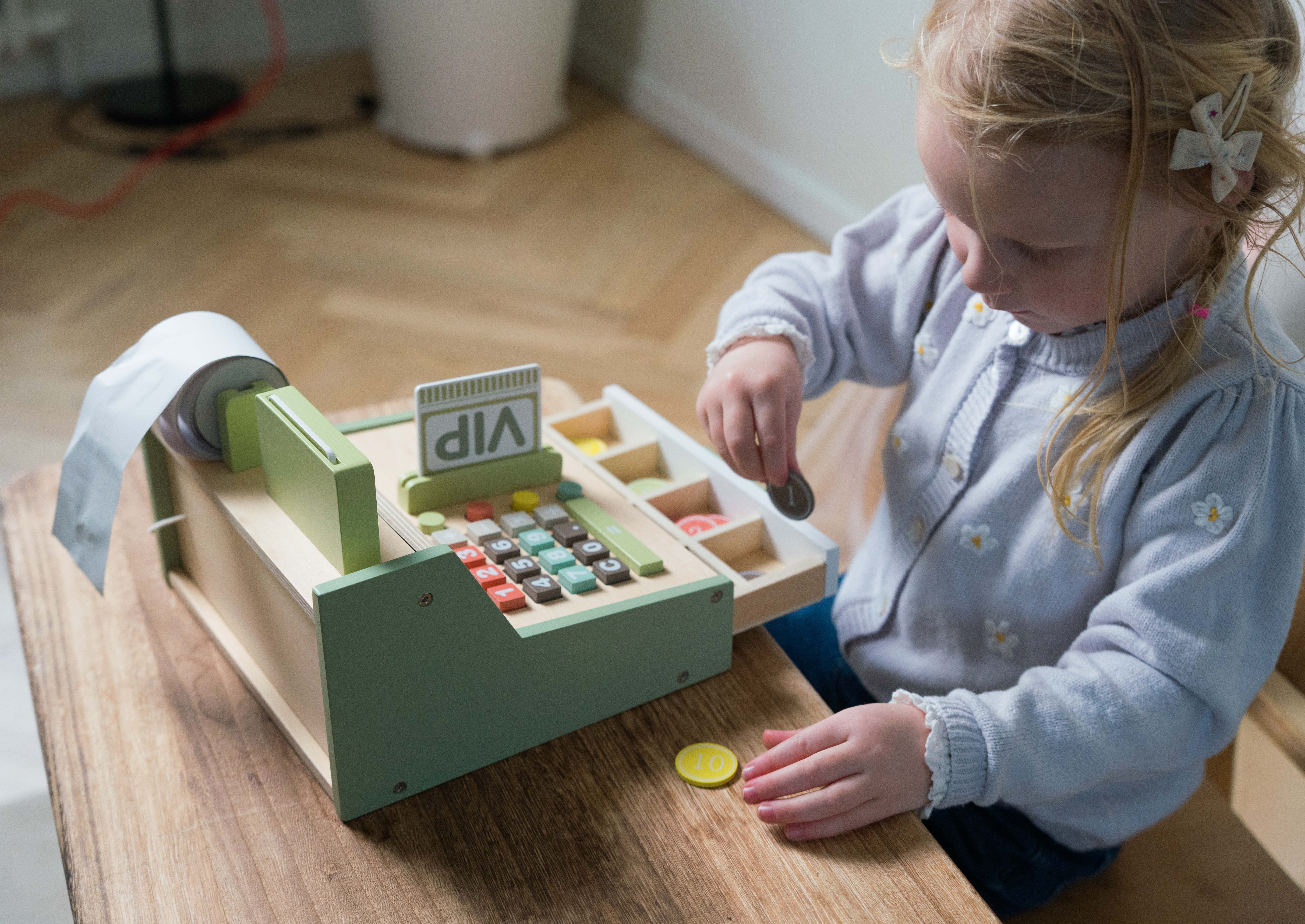 Spielkasse dantoy WOOD, 17 Teile