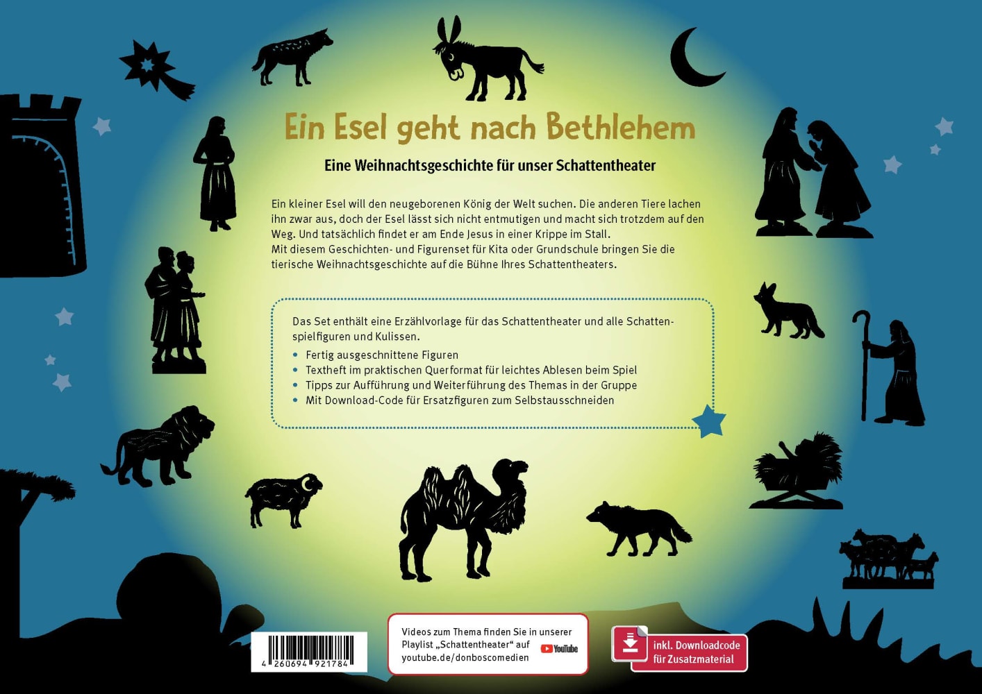 Ein Esel geht nach Bethlehem. Eine Geschichte für unser Schattentheater, ab 3 Jahre