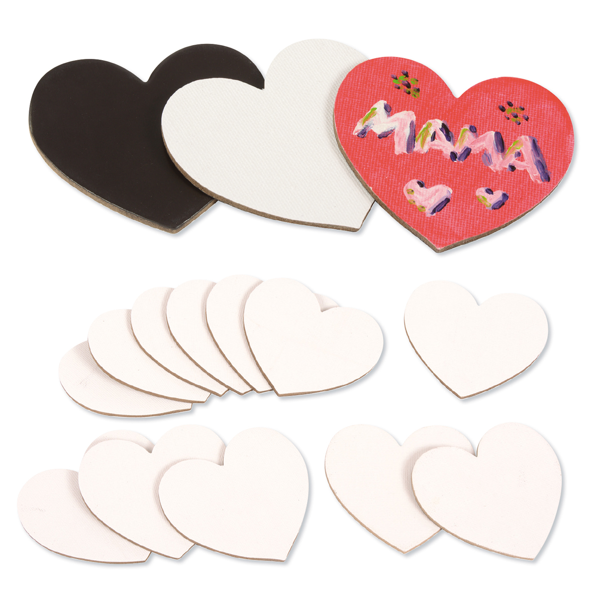 Magnet Leinwandherzen klein 12er Set 7,5 x 7,5 x 0,3 cm, magnetische Herzen