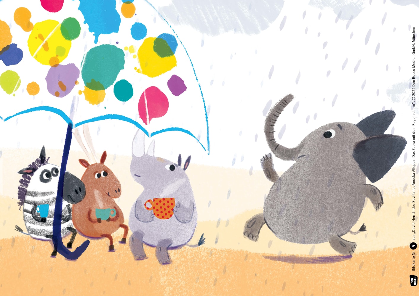 Das Zebra mit dem Regenschirm. Kamishibai Bildkartenset, 3-6 Jahre