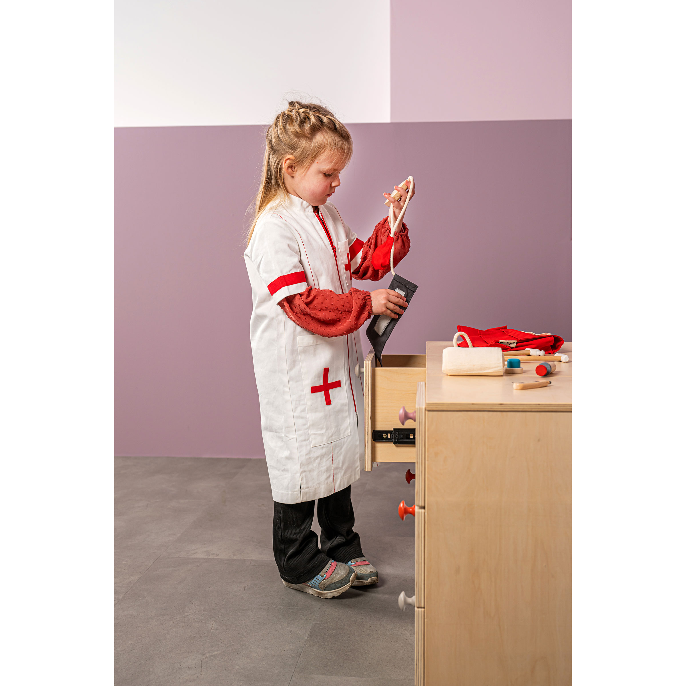 Arzthelfer-Kostüm für Kinder, Gr. 116, aus Bio-Baumwolle