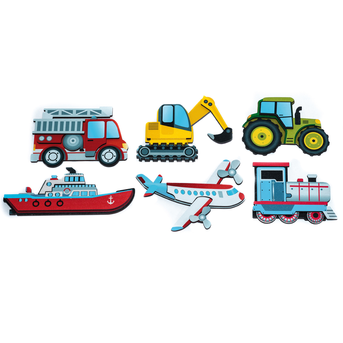 Magnetpuzzle Transport, 6er Set, magnetische Puzzleteile, Holzbox, ab 3 Jahre