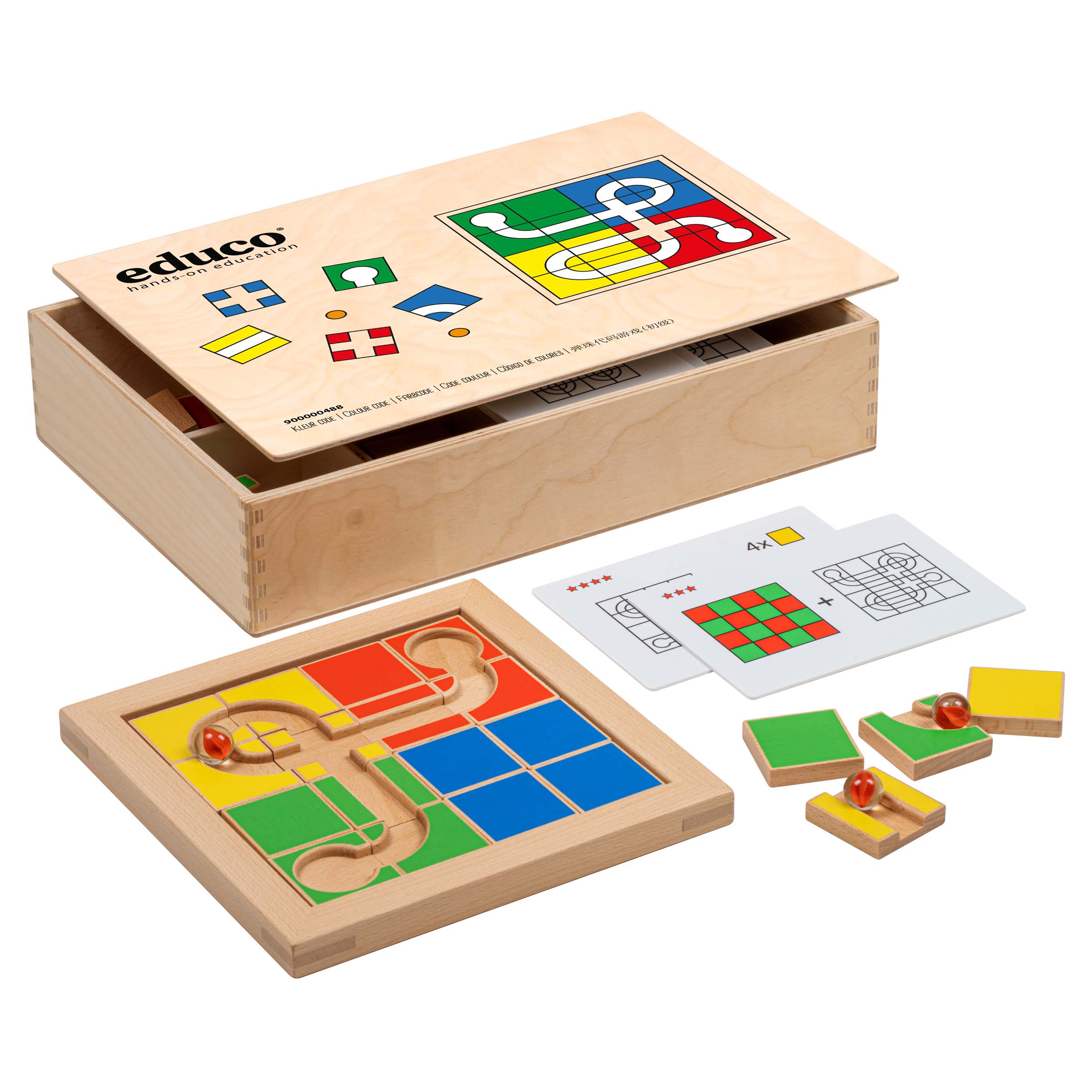 Farbcode Murmelbahn-Spiel aus Holz – Geschicklichkeit, ab 3 Jahren