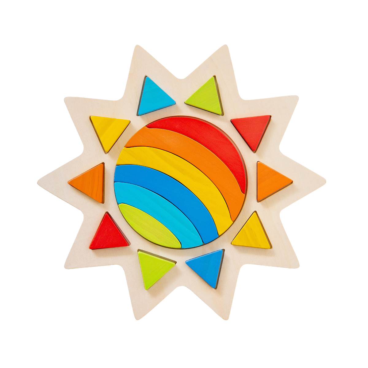 Holzbausteine-Set, Sortierspiel Sonne, bunt, 16-teilig