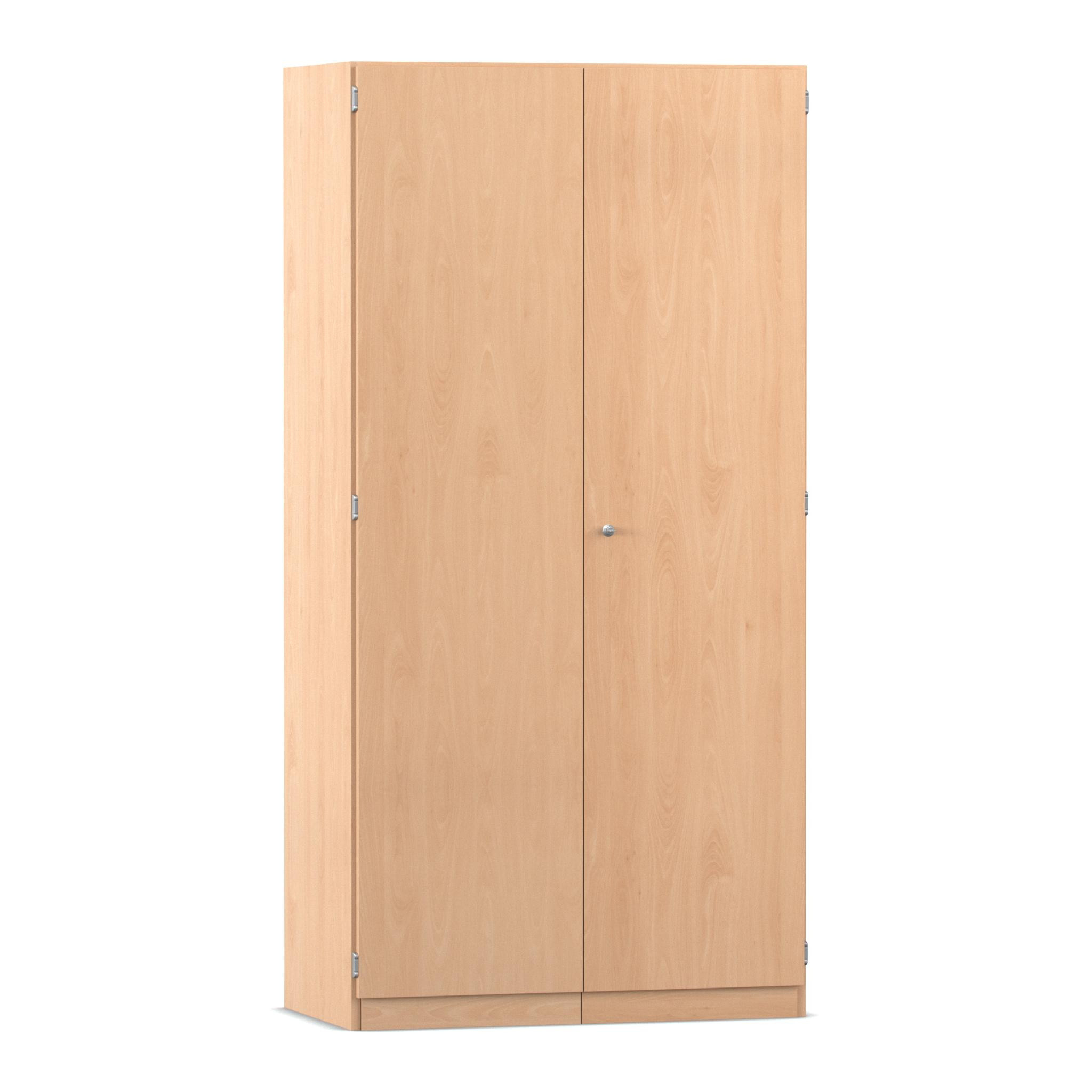 Flexeo® Garagenschrank PRO, Buche hell, 2 Rollcontainer, 12 kleine Boxen bunt, 3 Fächer, HxBxT: 190 x 94,4 x 60 cm