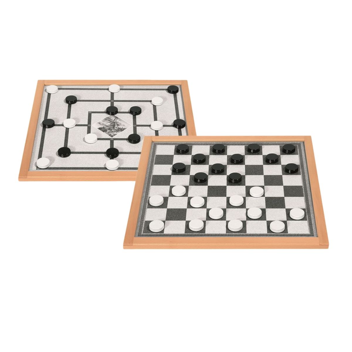 Dame und Mühle, Brettspiel, doppelseitig, magnetisch, für 2 Spieler, 35x35cm