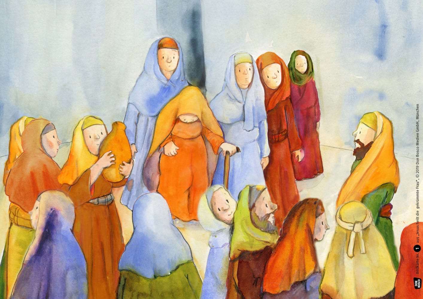 Kamishibai Bildkartenset - Jesus heilt die gekrümmte Frau, 3 bis 8 Jahre