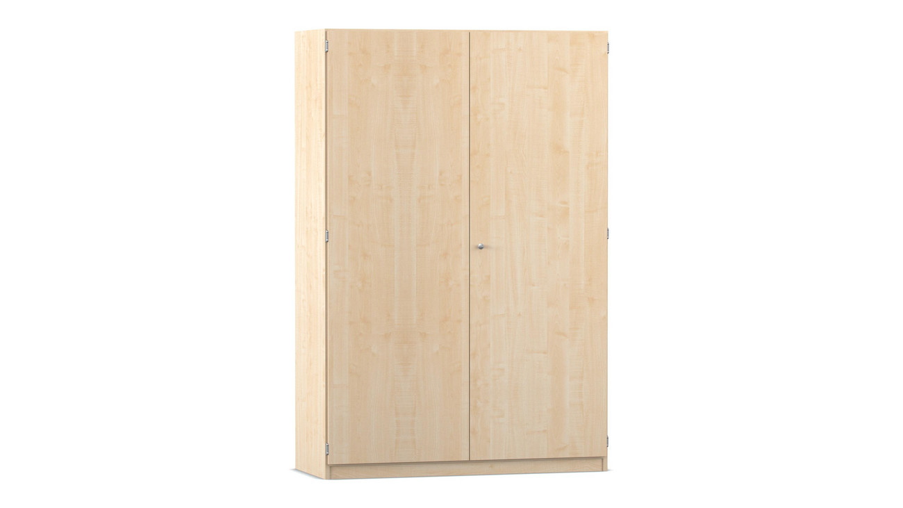 Flexeo® Garderobenschrank mit einer Garderobe und 6 Fächern, Ahorn honig, 50 cm Tiefe, mit Schloss