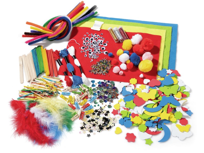 Bastelset Kreativ-Box Mix mit Wackelaugen, Filz und Pompons, ab 3 Jahren