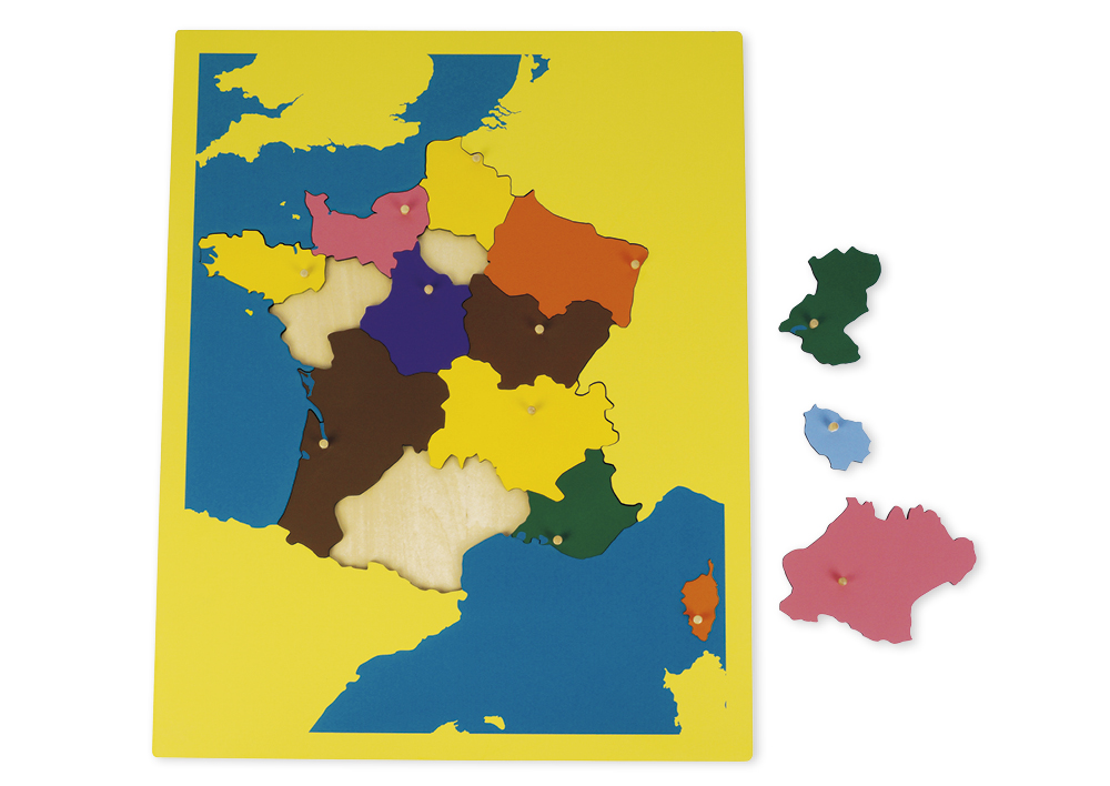 Montessori Puzzlekarte Frankreich, 13 Regionen