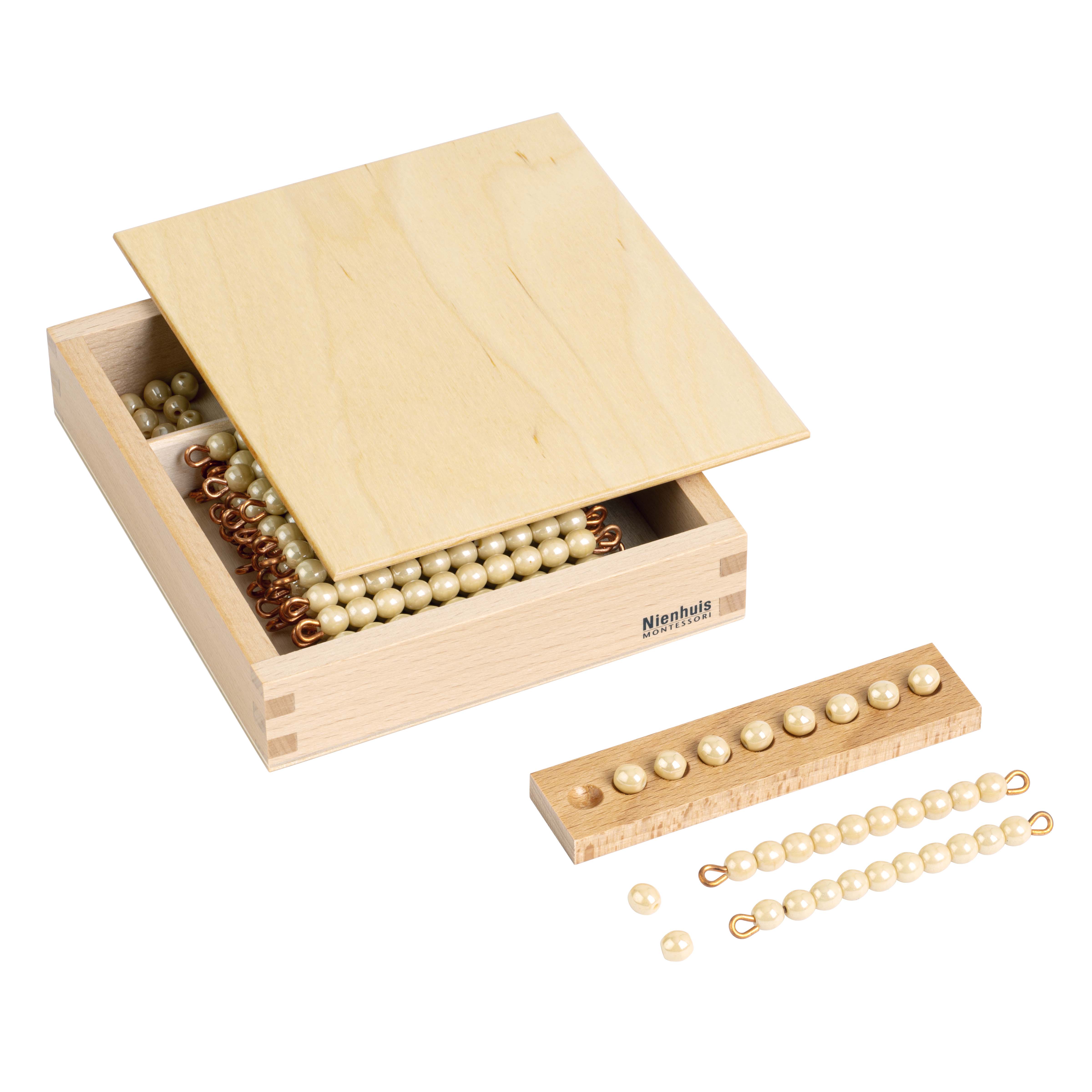 Kasten mit Zehnerstäbchen und Einerperlen: Lose Perlen (1 Satz - Glas) - Montessori Mathematik