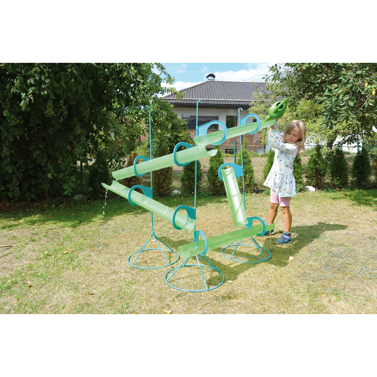 Bambus Style Wasserrinnen 8er Set, 1 m und 0,5 m Rinnen, für Wasserbahnen