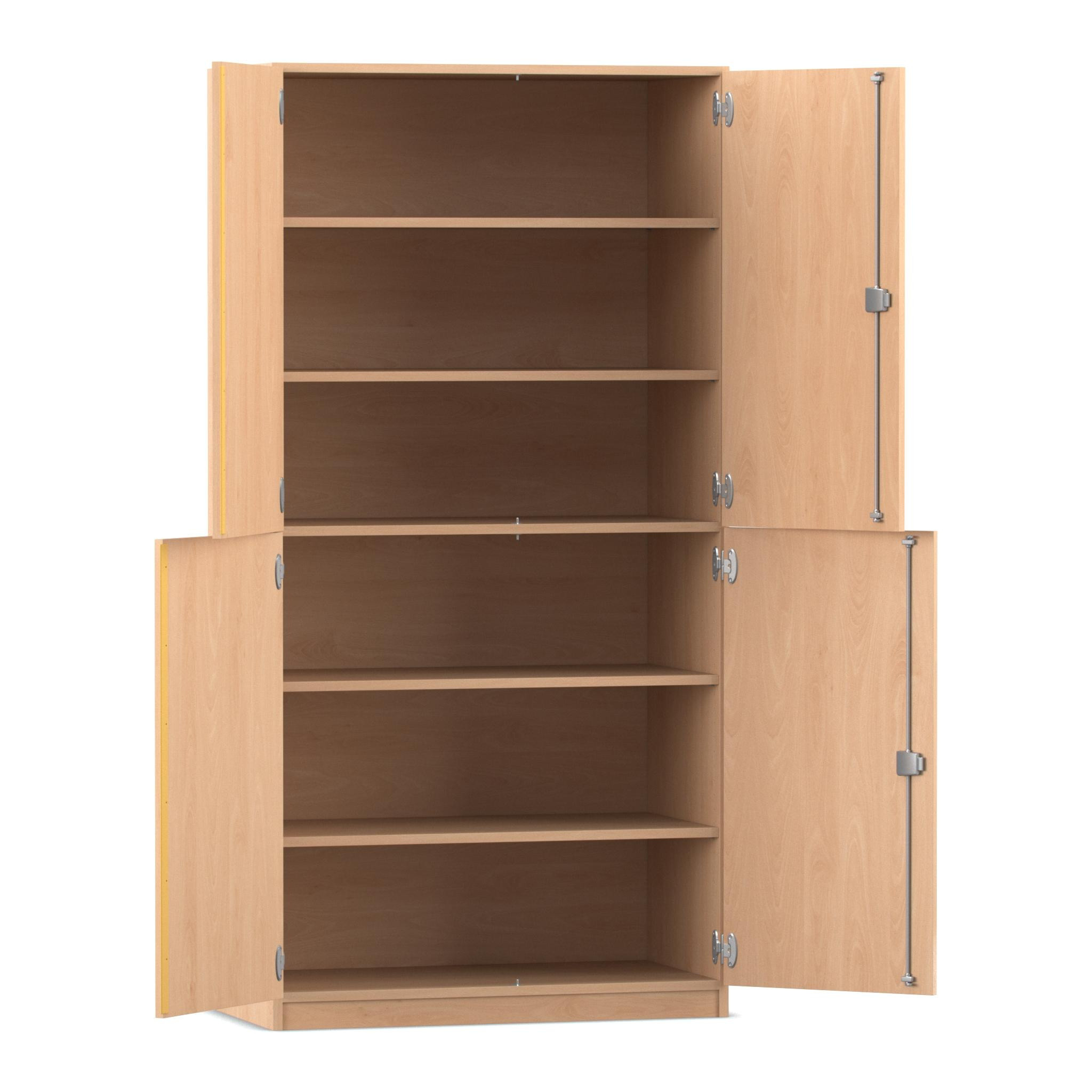 Flexeo® Schrank Buche hell, 4 Halbtüren, 6 Fächer, HxBxT 190x94,4x60 cm, Bogengriff mit Schloss