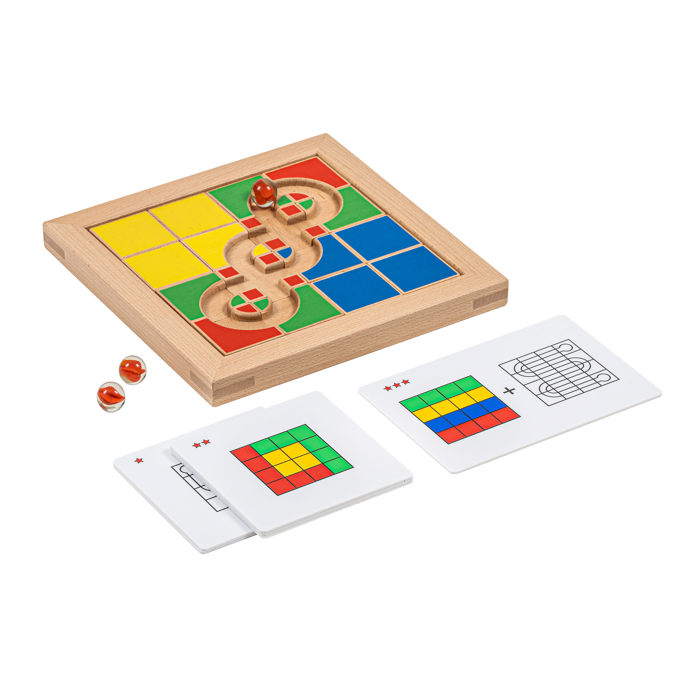Farbcode Murmelbahn-Spiel aus Holz – Geschicklichkeit, ab 3 Jahren