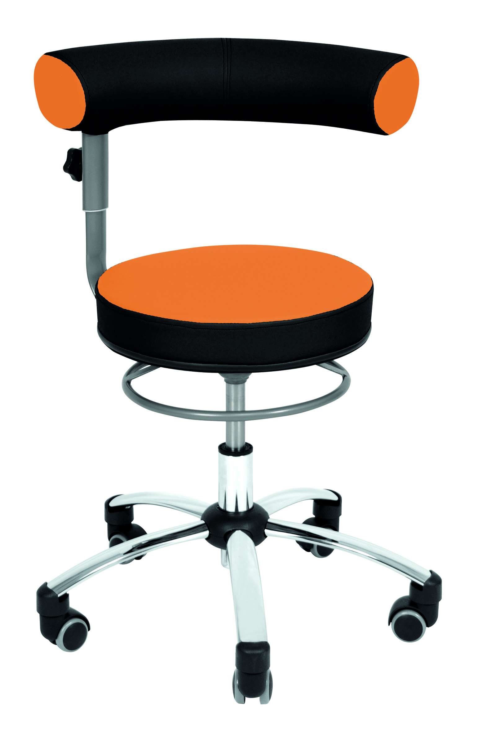 Sanus Gesundheitsstuhl 46-54 cm mit höhenverstellbarer Lehne, Kunstleder orange/schwarz, mit Feststeller