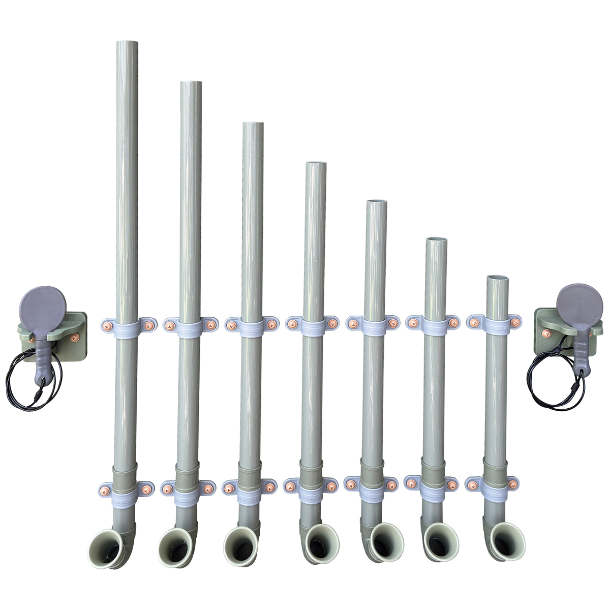Schlagidiophon für STEM Wand, 7 Klangrohre, inkl. Schlägel, 135 x 48,5 x 9 cm