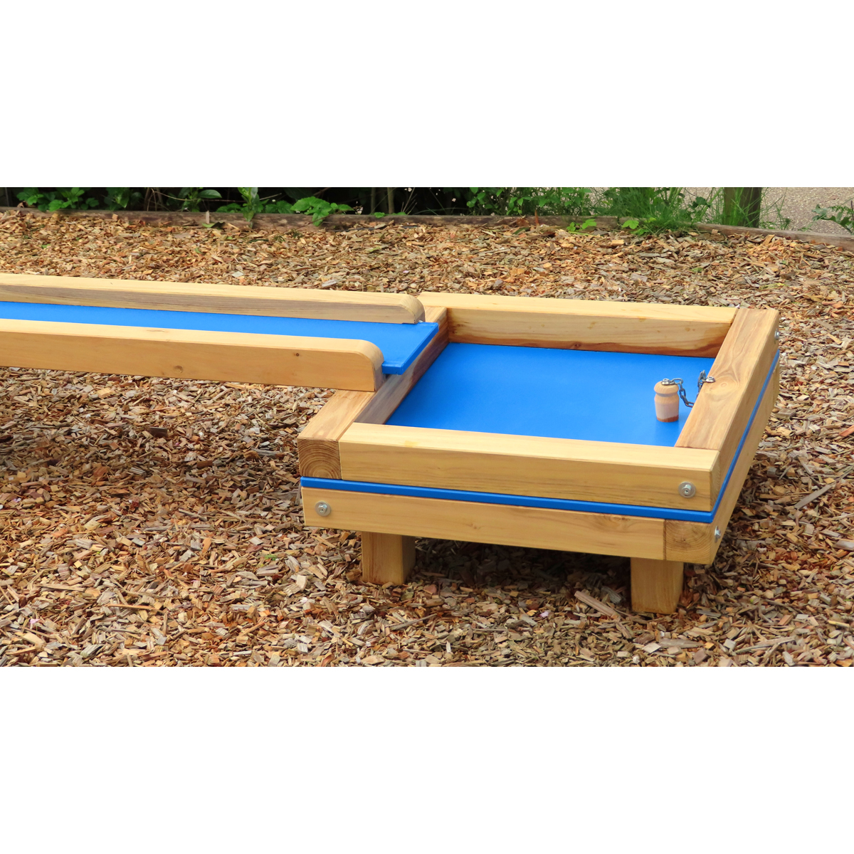 Matschtisch Kombi mit PE Boden, Tische 100 x 100 x 60 und 74 x 74 x 33 cm, ab 3 Jahre