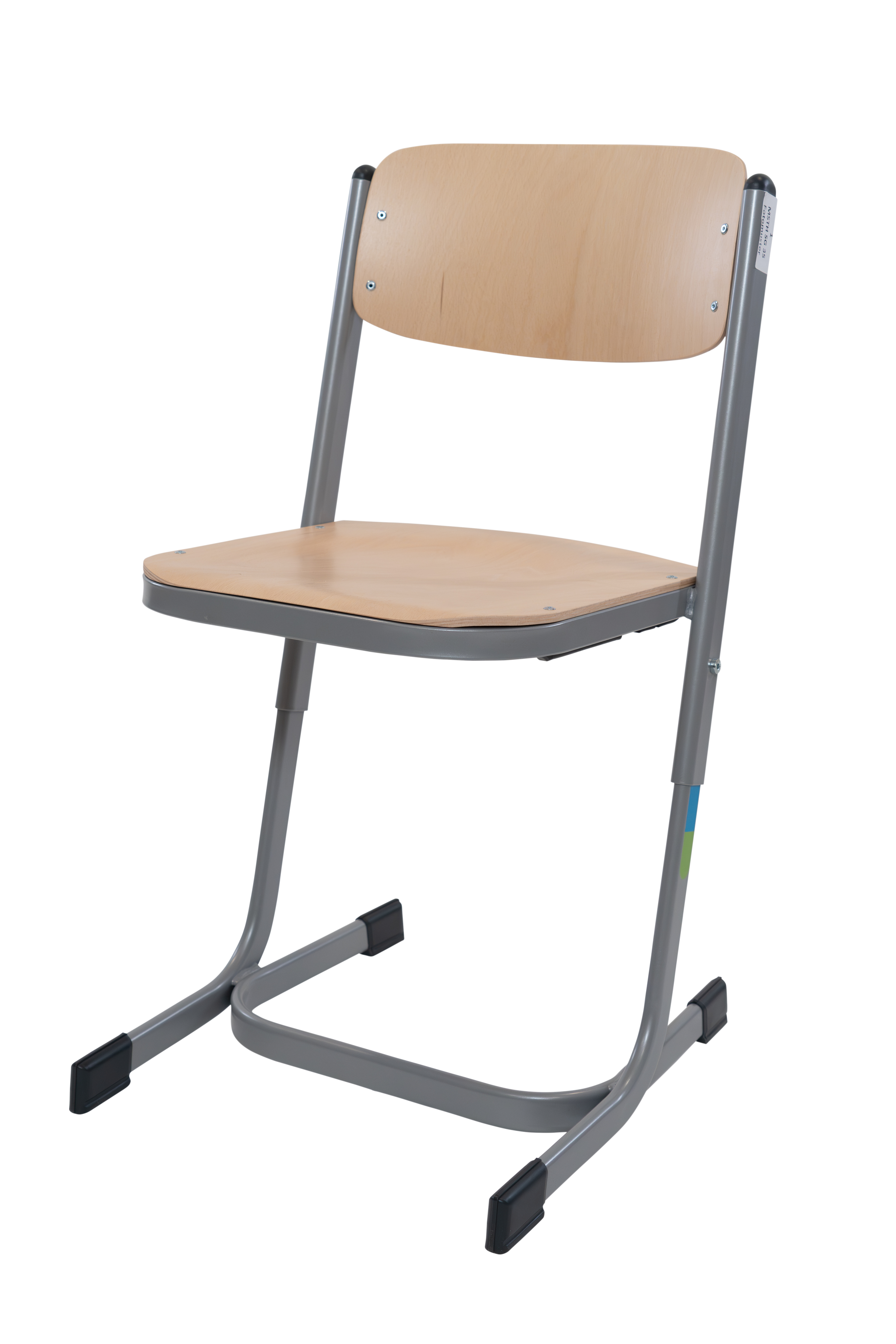 Schülerstuhl, geschlossener Sitzträger, höhenverstellbar v. 42-46-50cm, S/R Buche natur, Gestell RAL Lichtgrau