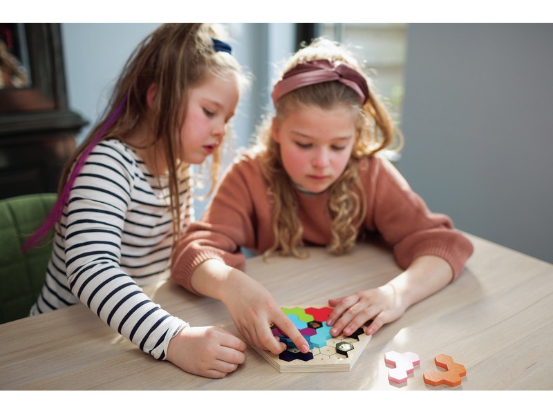 Logikspiel Puzzzle Beezzz aus Holz mit 30 Aufgabenkarten, ab 8 Jahren
