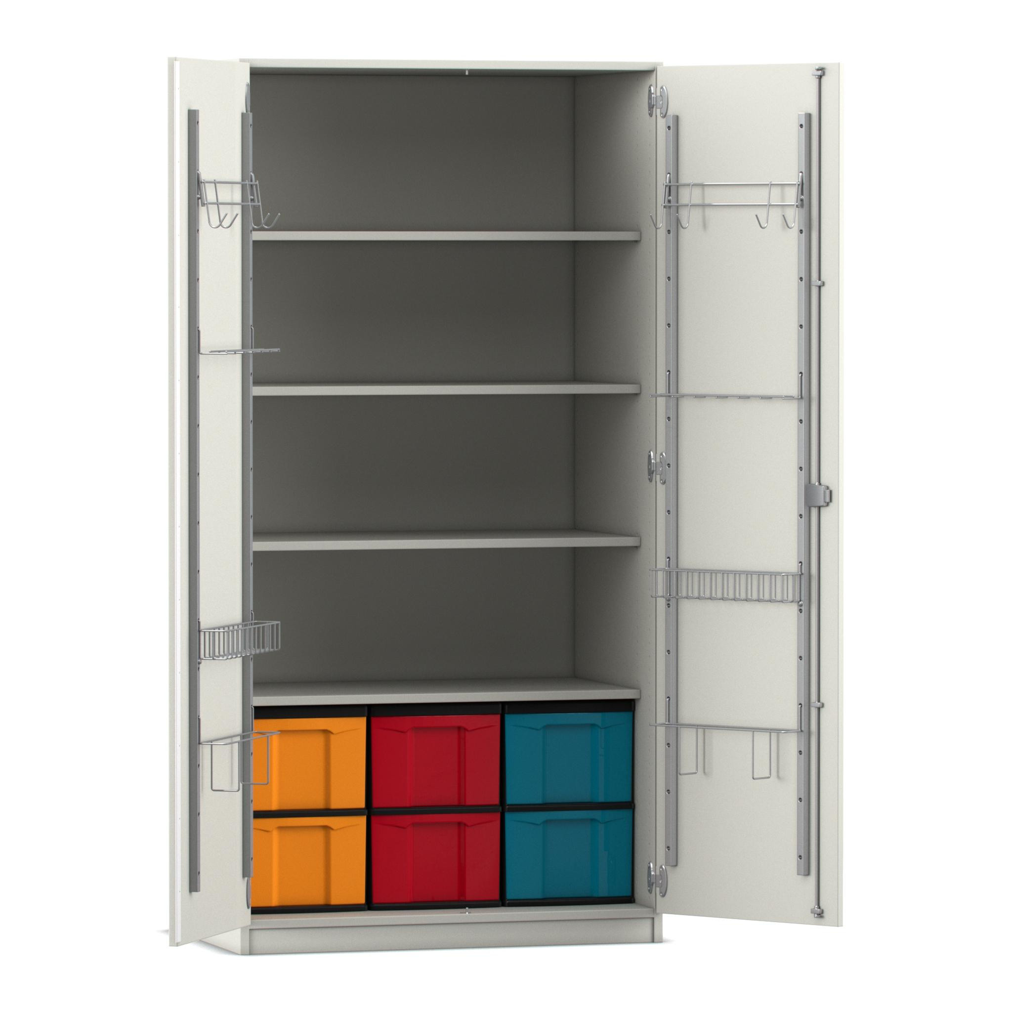 Flexeo Musikschrank, Dekor weiß, 6 große Boxen bunt, HxBxT: 190 x 94,4 x 60 cm, Dreholive