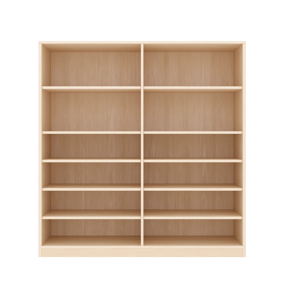 Regalschrank, mittelhoch, 12 Fächer, mit Holzsockel, 120x39x120 cm, Ahorn