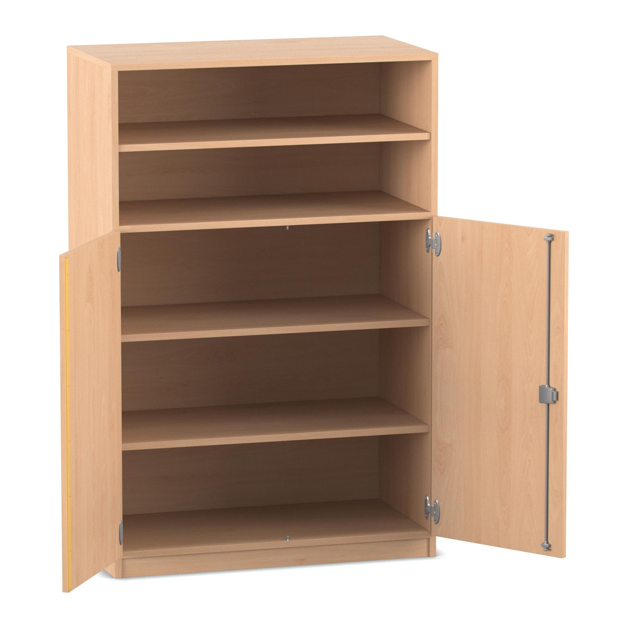 Flexeo Regalschrank, Buche hell, HxBxT: 143,9 x 94,4x42 cm, Bogengriff mit Schloss