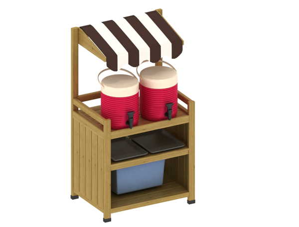 Getränkestation für Kinder, mit Markise, aus Holz, Outdoor