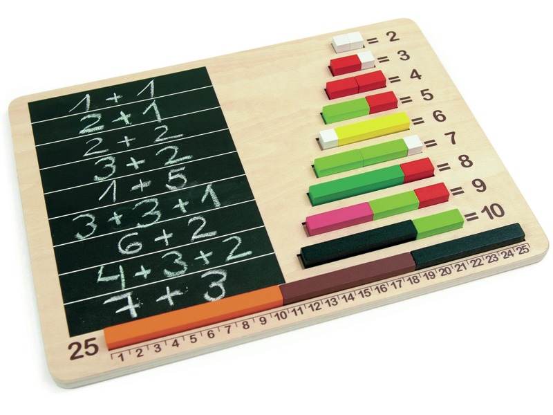 Holzplatten für Cuisenaire-Stäbchen zum Zählen und Rechnen, 2 Stück, ab 3 Jahren