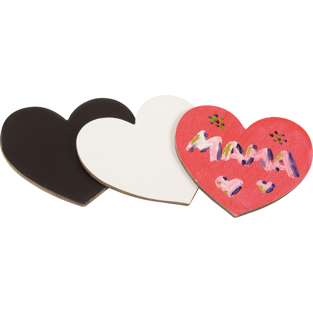 Magnet Leinwandherzen klein 12er Set 7,5 x 7,5 x 0,3 cm, magnetische Herzen