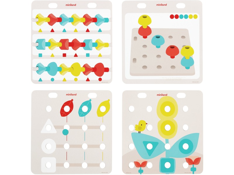 Lernspiel Mosaik und Fädeln mit Spielbrett und 18 Spielfiguren, ab 3 Jahren